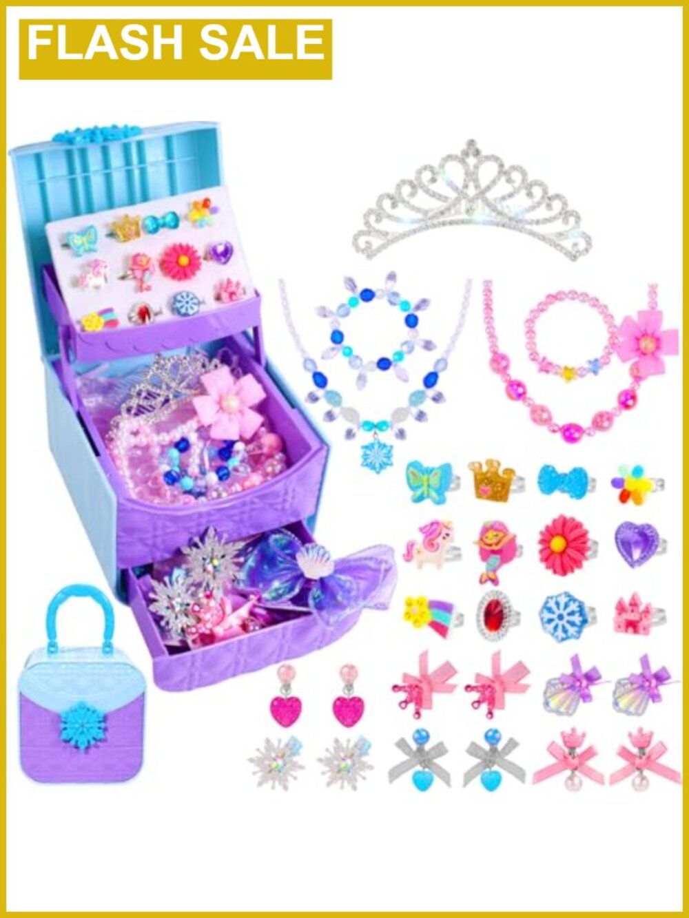 Kids Jewelry Set 30pc Unicorn Frozen Theme with Box
